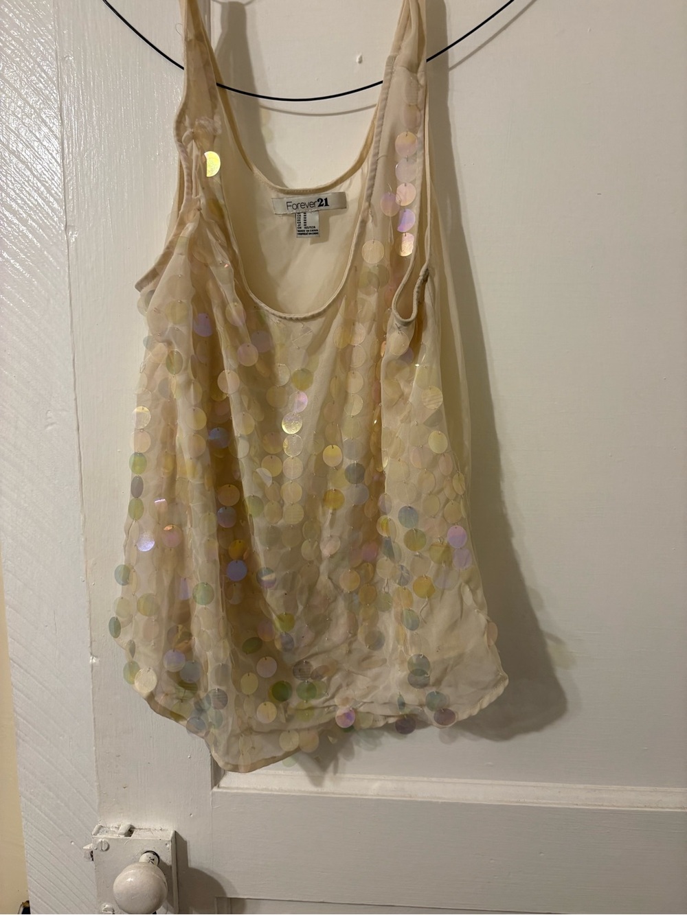 Forever 21 Beige Iridescent Sequin Camisole